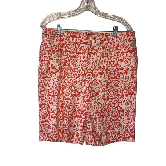 Talbots Womens Orange & White Floral Print Shorts Size 10 - Picture 1 of 6